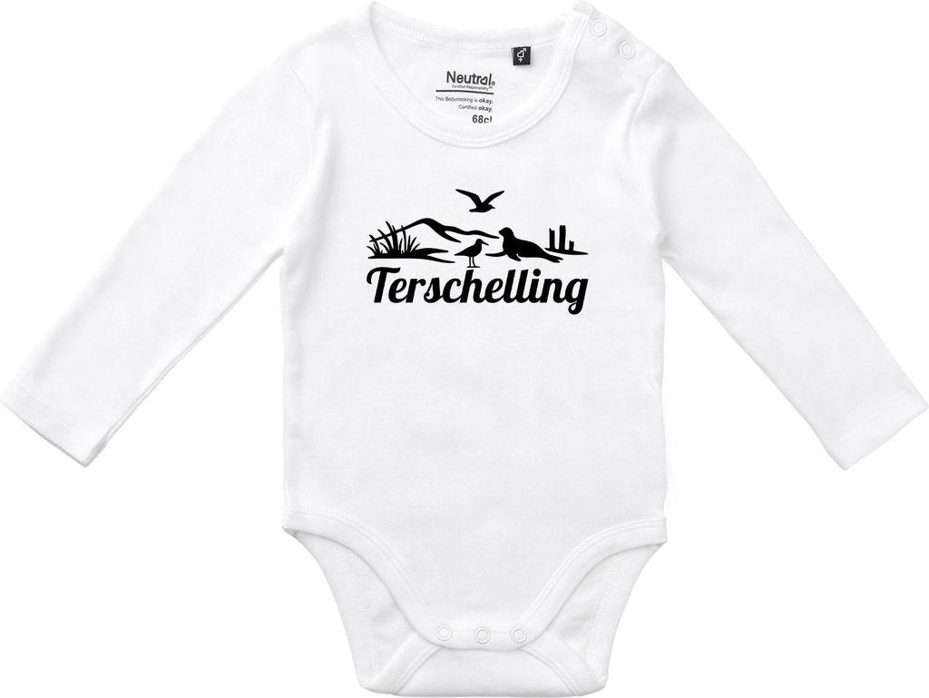Huuraa Baby Body Terschelling Niederlande 62 White Baumwolle Fairtrade Langarmbody Geschenkidee