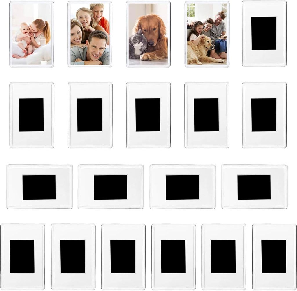 20 Stück Mini Magnetisch Bilderrahmen für Fotos 7 x 4,5 cm, Klares Acryl Bilderrahmen für Kühlschrank Hochzeiten Parteien