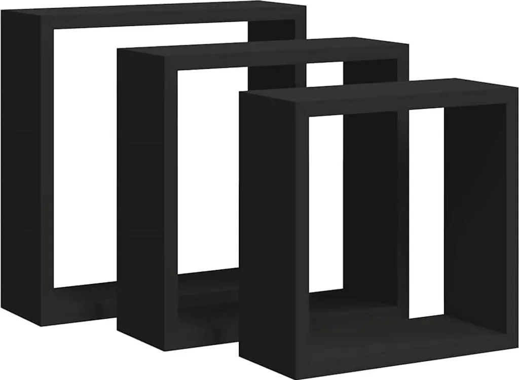 vidaXL Ripiani a cubo 3 pezzi MDF nero