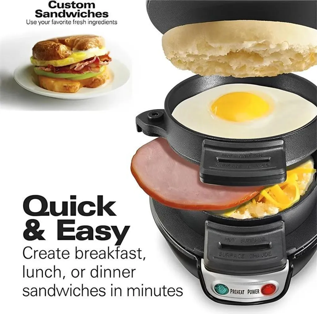 Machine à Petit-Déjeuner 500W - Mini Sandwich Maker et Burger Grill EU