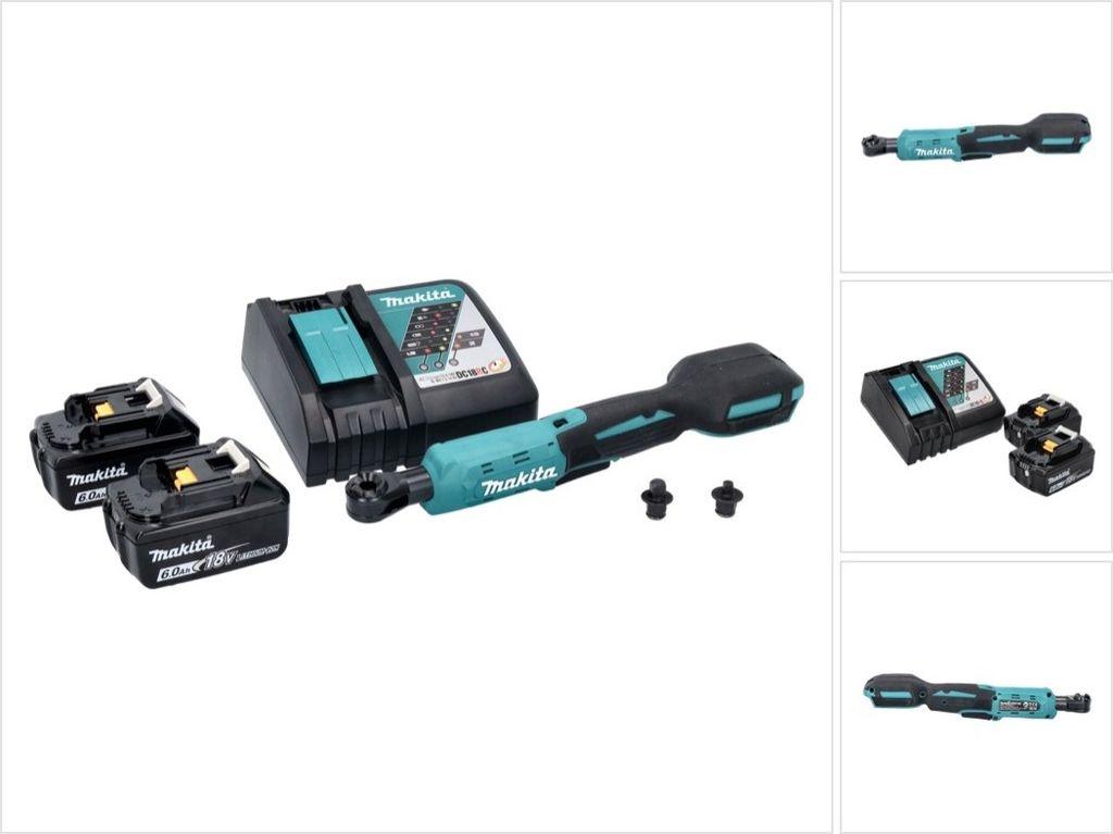 Makita DWR 180 RG Akku Ratschenschrauber 18 V 47,5 Nm 1/4" 3/8" + 2x Akku 6,0 Ah + Ladegerät