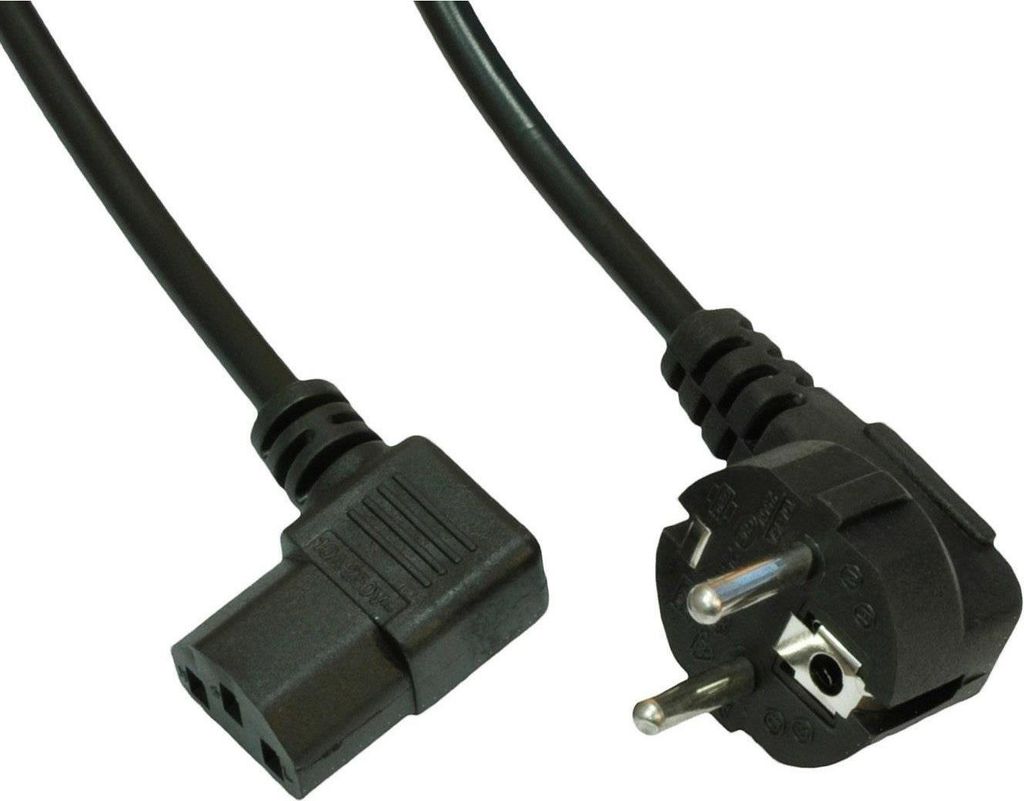 Akyga AK-PC-12A CEE 7/7 - IEC C13 Netzkabel, abgewinkelt, 250 V, 10 A, 3 m
