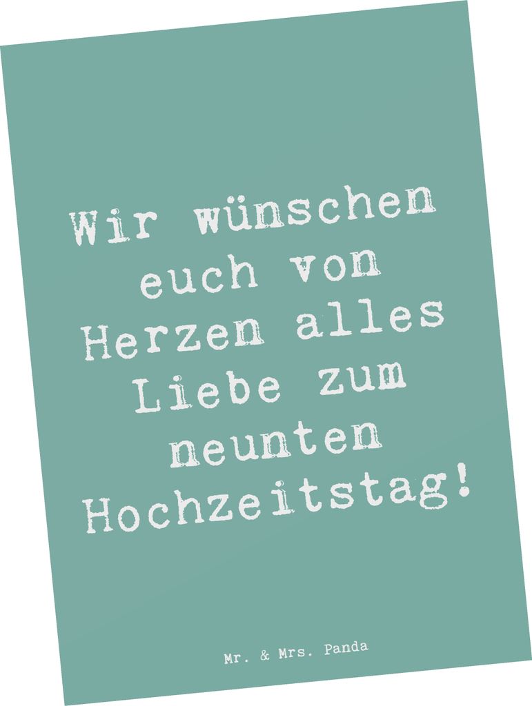 Mr. & Mrs. Panda Postkarte Spruch 9. Hochzeitstag Produktbild 