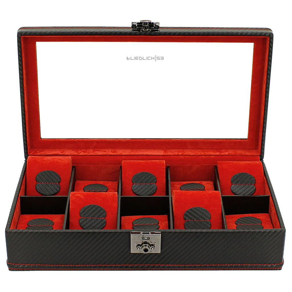 Friedrich23 Coffret pour 10 Montres en Carbone Noir - Écrin de Luxe