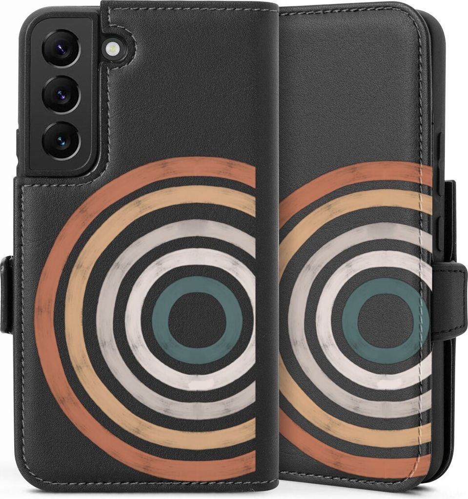 DeinDesign Klapphülle für Samsung Galaxy S22 Handytasche Lederhülle Tasche Kreise Regenbogen Wasserfarbe