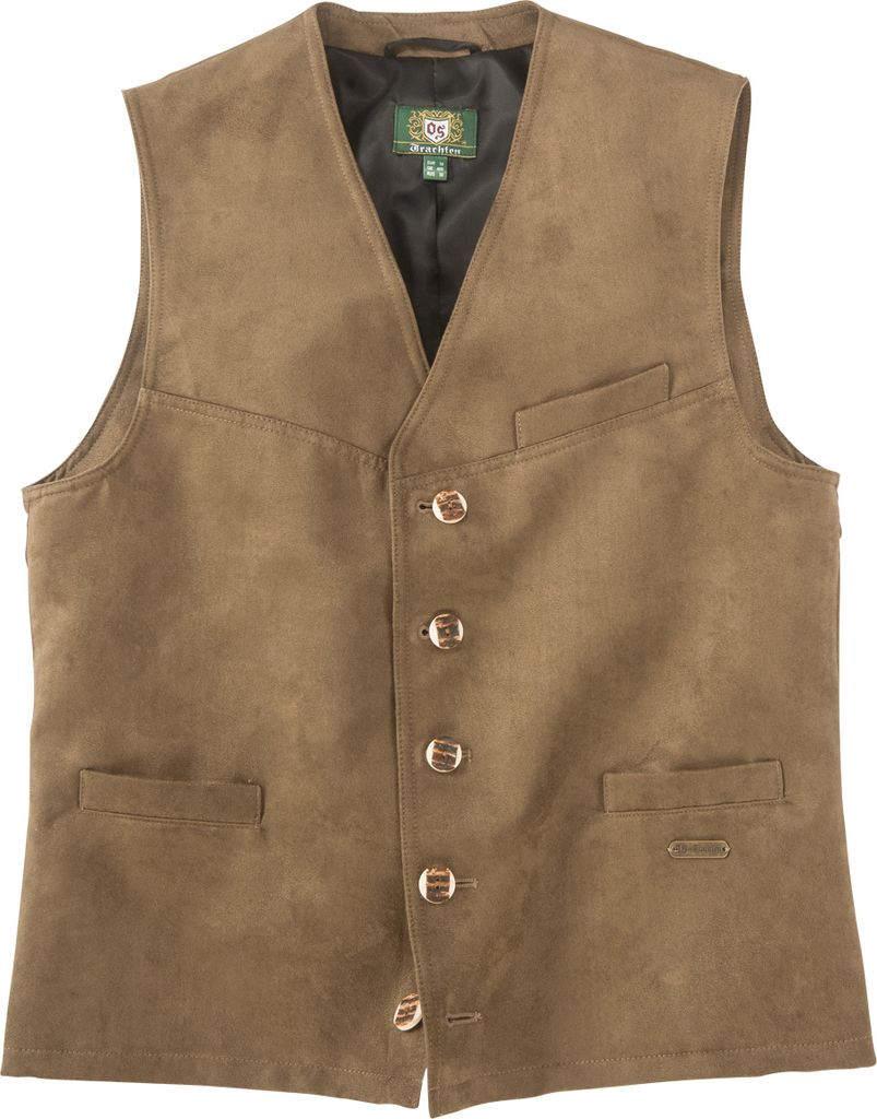 Orbis Trachtenweste Velours-Optik mittelbraun XXL