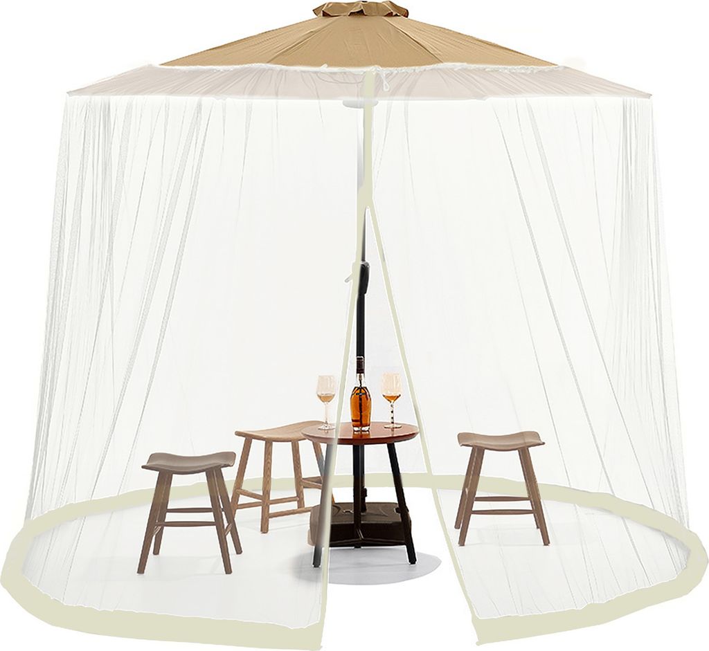Anti-Moskitonetz für den Außenbereich, römisches Regenschirmnetz für den Außenbereich, Wasserrohr-Moskitonetz, 335 * 240, Umfang 1060 cm, beige