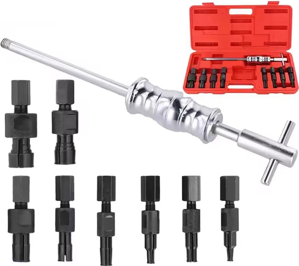 9-tlg Universal Innenlager Abzieher Set 8-32mm | Blindloch Lagerabzieher mit Gleit hammer | Innenauszieher Werkzeug für KFZ & Werkstatt