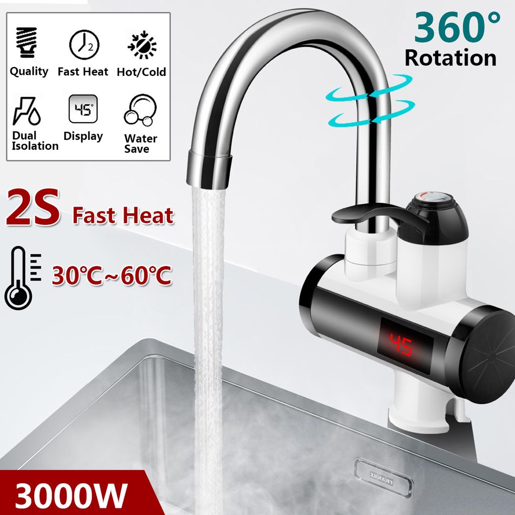 3KW Elektrische Tankless Durchlauferhitzer Küche Badezimmer Warmwasserbereiter