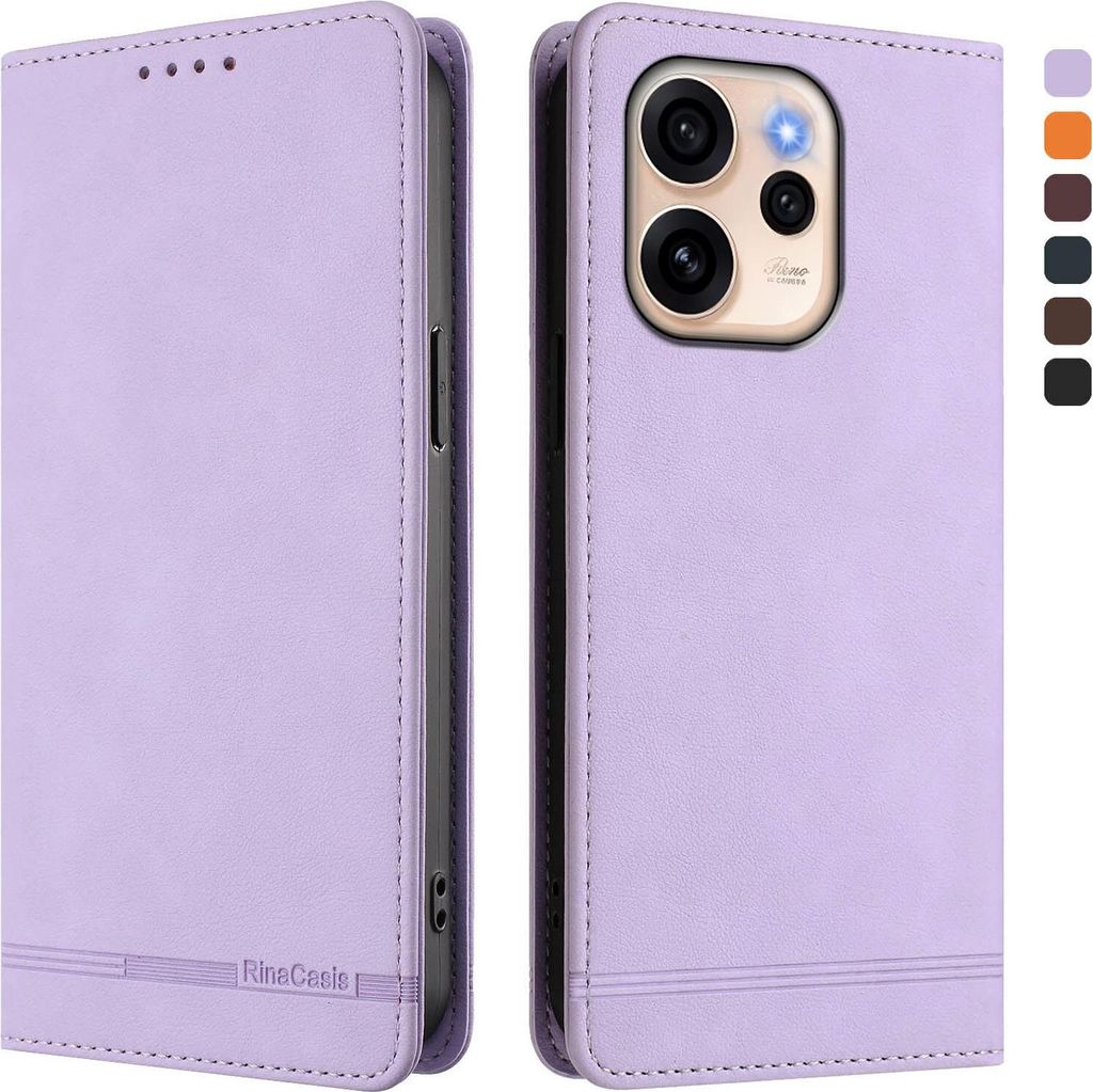 Hülle für Oppo Reno15 5G, Retro Kunstleder Ständer Klapphülle mit Kartenfächer und Magnetische Violett