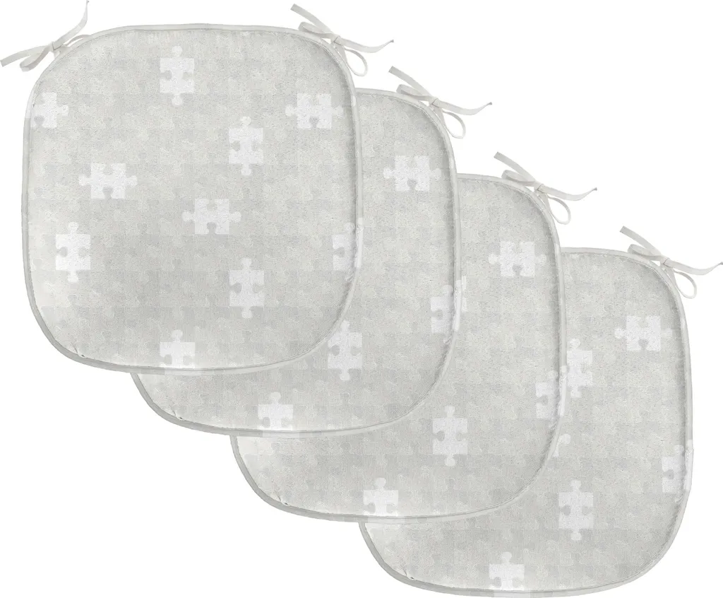 Coussin de Cuisine Gris pour Chaise Lot de 4 Décoration Puzzle Imperméable