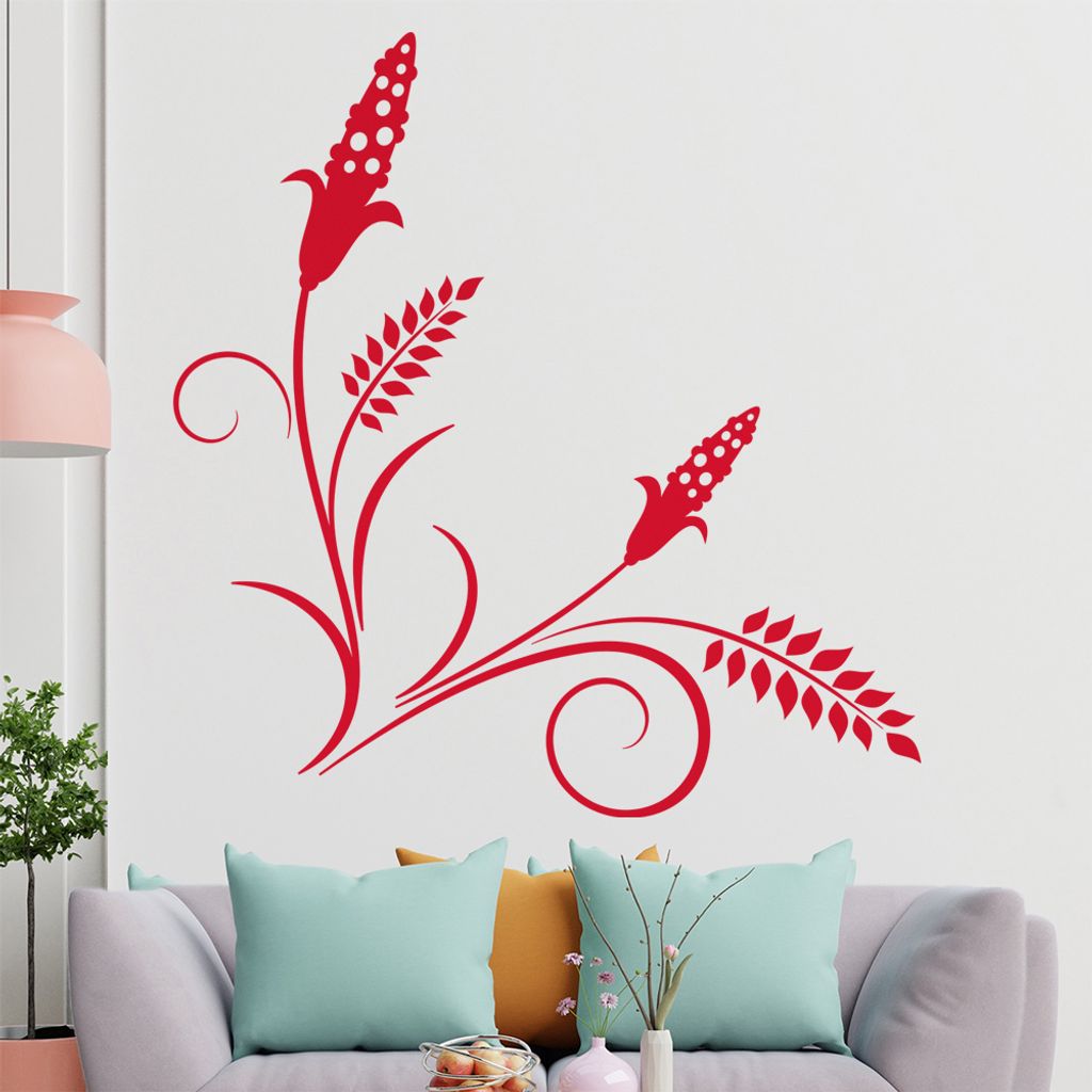 Blüten - Pflanze Wandtattoo in 6 Größen - Wandaufkleber Wall Sticker - Dekoration, Küche, Wohnzimmer, Schlafzimmer, Badezimmer