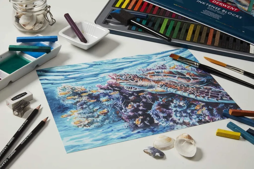 Boîte de 36 craies Inktense Derwent 8mm aquarellables pour dessin et tissu