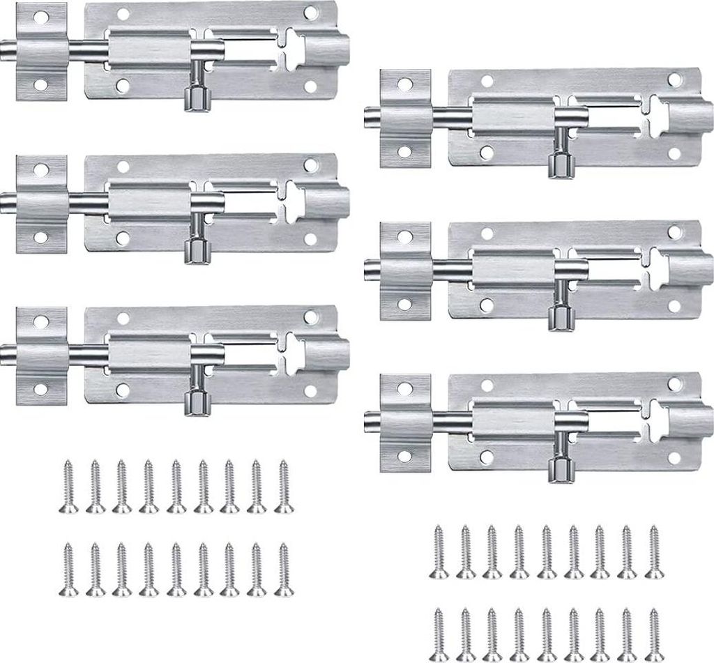 Türriegel Edelstahl, Riegelschloss Klein, 6 Stück 3 inch Türriegel, Riegel Schieberiegel,Edelstahl riegelschloss, Tür Riegel Schiebeschloss Fü...