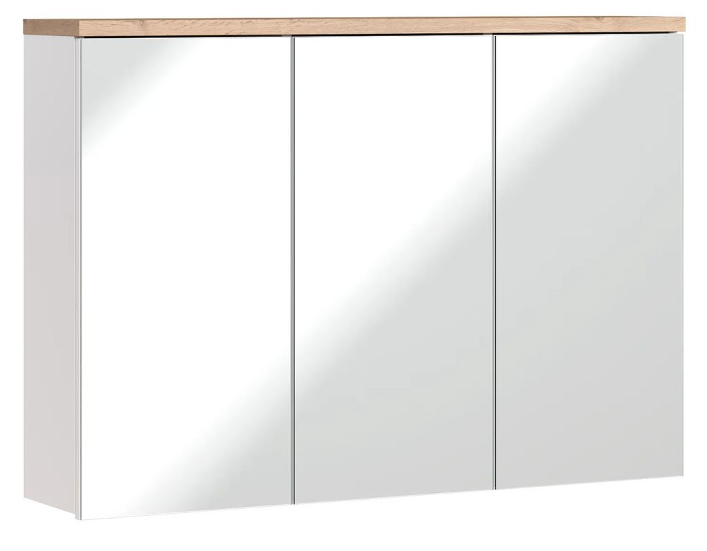 Kúpeľňová skrinka so zrkadlom 100 cm biela moderná 3 dvere Obrázok produktu 