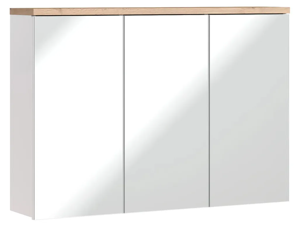 Armoire de salle de bain avec miroir 100 cm blanc brillant 3 portes