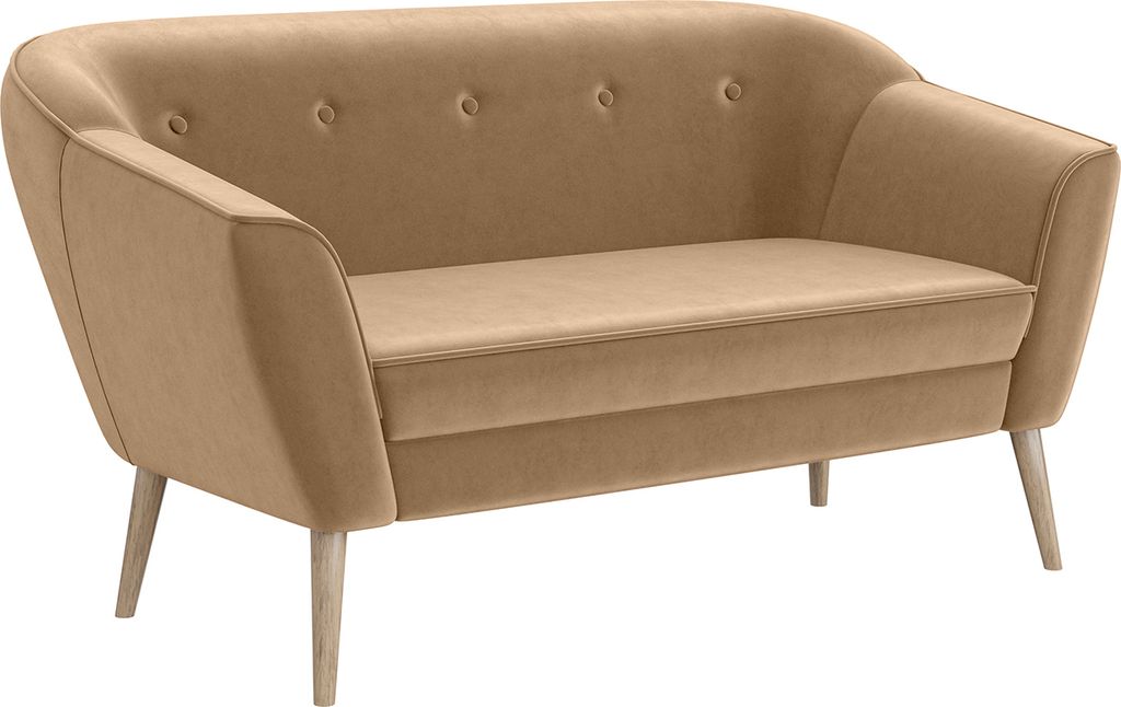 MEBLINI Mini Sofa 2-Sitzer für Wohnzimmer - Mini Lounge für zwei Personen - Küchensofa - Sofa Klein - DORIS - 2 - Beige Samt
