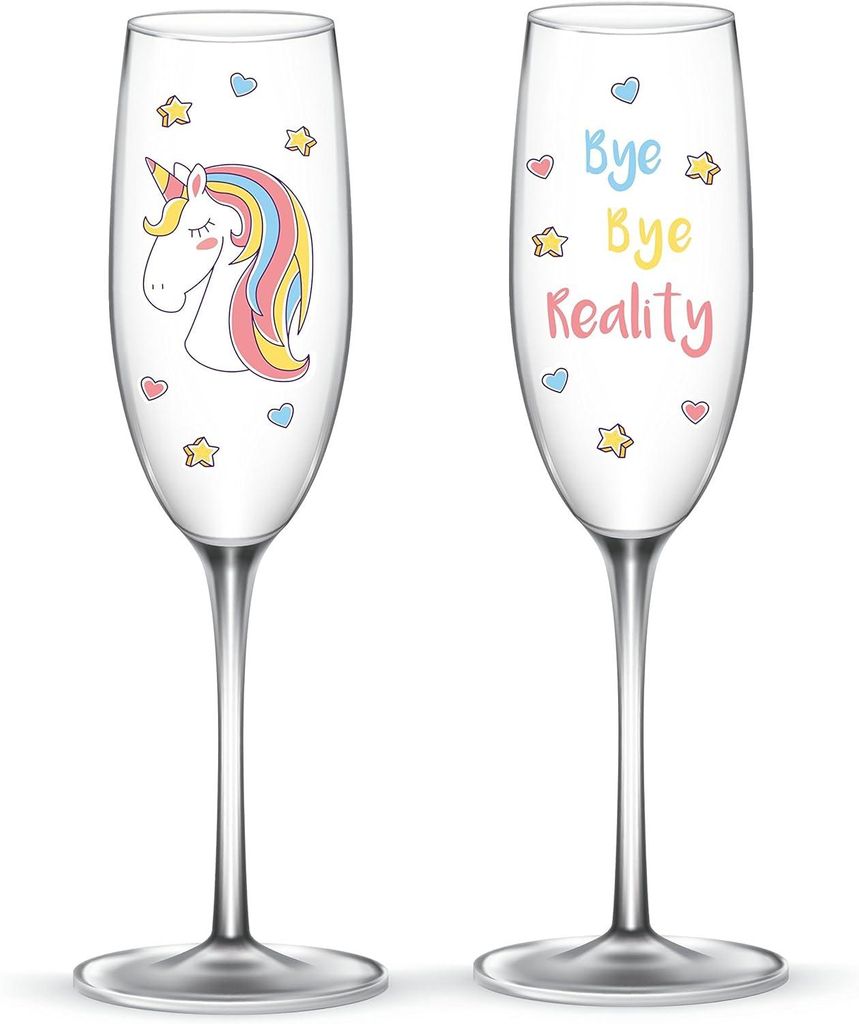 EinhornLiebe - Sektgläser Set - Einhorn Glas Bye Bye Produktbild 