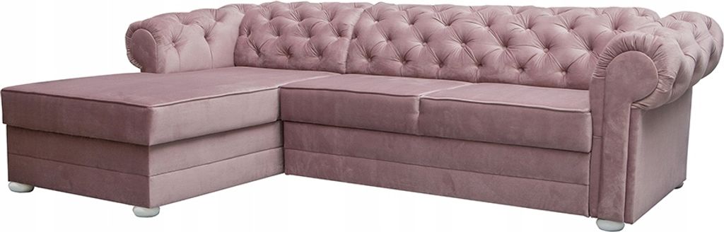 Modernes Links Ecksofa VALENTINO mit Schlaffunktion (Rosa - Kronos 27)