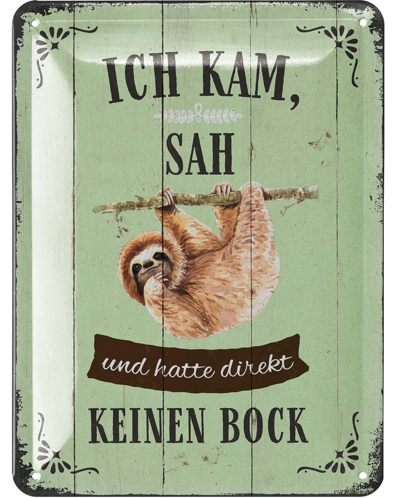 LANOLU Retro Blechschild Faultier, lustige Sprüche Schild Produktbild 