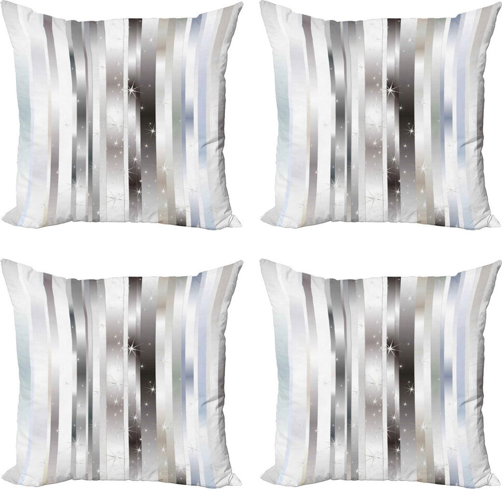ABAKUHAUS Streifen Kissenbezug Set (4 Stück), Farbbänder, Moderner Doppelseitiger Digitaldruck, 45 cm x 45 cm, Grau Schwarz Hellblau