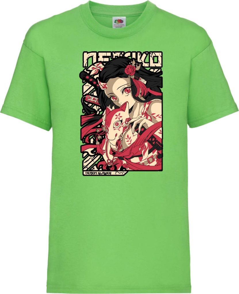 Kinder T-Shirt Demon Anime Slayer Nezuko Kamado 04 Nezuko Demon, 9-11 Jahr - 140 / Lime
