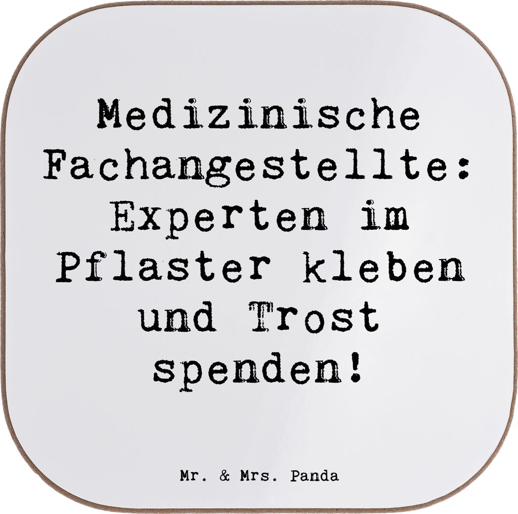 Mr. & Mrs. Panda Tassen Untersetzer Spruch Medizinische Fachangestellte Experten - Weiß - Geschenk, Berufsliebe, Holzuntersetzer, Berufe, Trost sp...