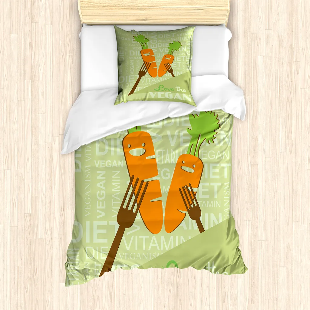Linge de lit hypoallergénique et vegan 135x200 cm ABAKUHAUS vert orange