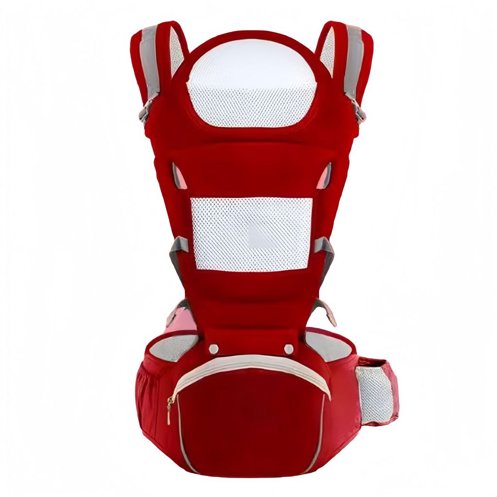 3-in-1 Babytrage, Hüftsitz, Multifunktion, große Tasche, 15 Trageweisen, ergonomisch, abnehmbare Rückenstütze, Rot
