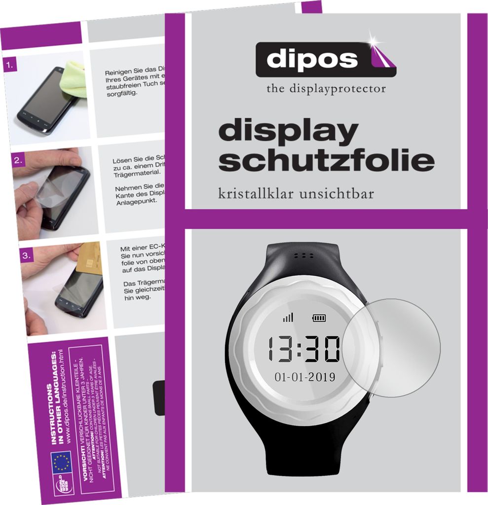 2x Schutzfolie für Pingonaut Kidswatch 2019 klar Displayschutzfolie Folie Display Schutz dipos