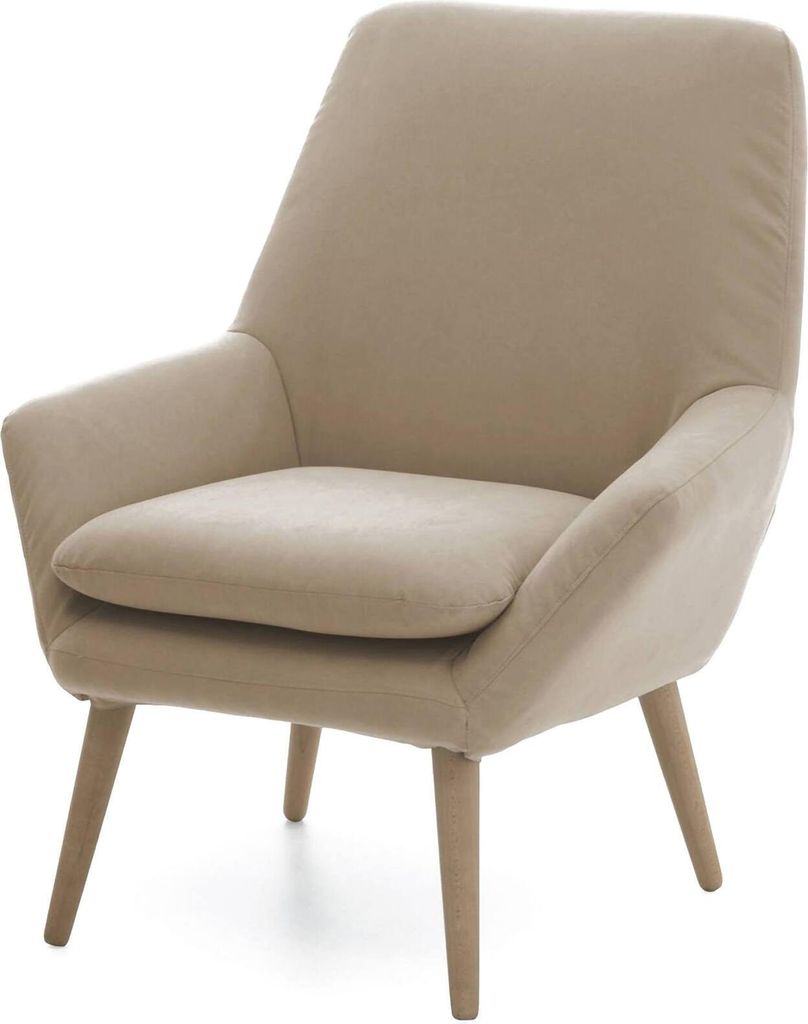 Lounge-Sessel Annarita, Design-Sessel für das Wohnzimmer, 100% Italy, Relaxsessel aus gepolstertem Stoff, Cm 80x70h95, Beige