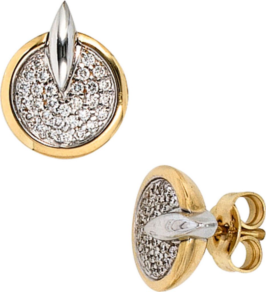 Ohrstecker Stecker mit 60 Diamanten Brillanten 585 Gold Gelbgold Ohrringe Damen