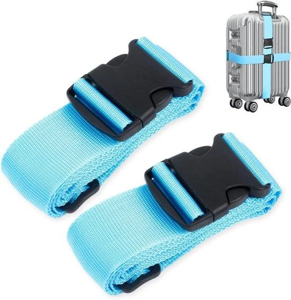 Sangle de bagage élastique et antidérapante - Lot de 2 bandes bleues