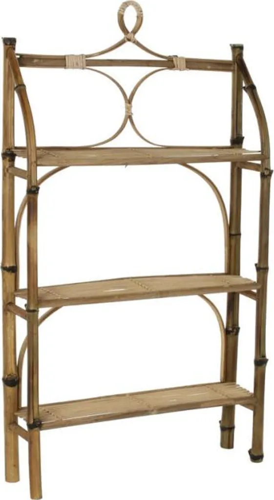 Étagère Fine en Rotin Naturel et Bambou 3 Niveaux Gain de Place 62 cm Large