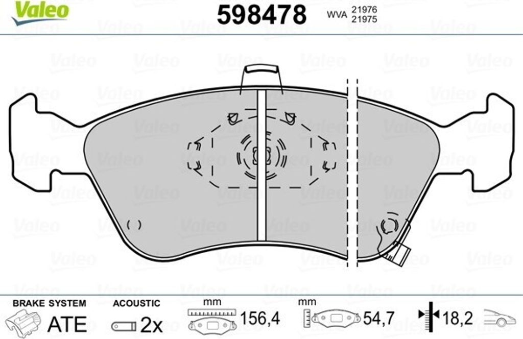 VALEO Bremsbeläge Satz Vorne für TOYOTA Avensis Kombi (T22) 598478
