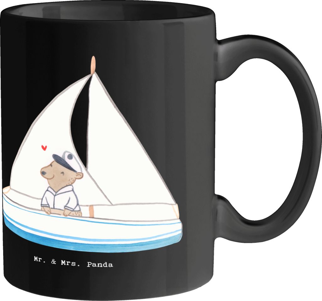 Mr. & Mrs. Panda Tasse Segeln Lebenswind - Schwarz - Geschenk, Sportler, Naturgewalten, Becher, Taktik, Pott, Kaffeebecher, Teetasse, Kaffeetasse, ...