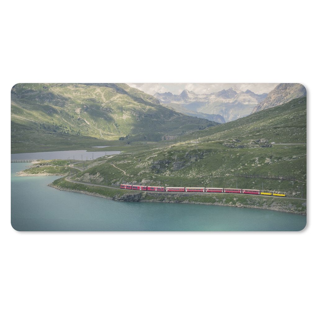 MuchoWow Mauspad Mousepad Ein Zug entlang des blauen Wassers 60x30 cm - Mousepads - Maus Mat - Pad - Mausunterlage - Nachhaltig