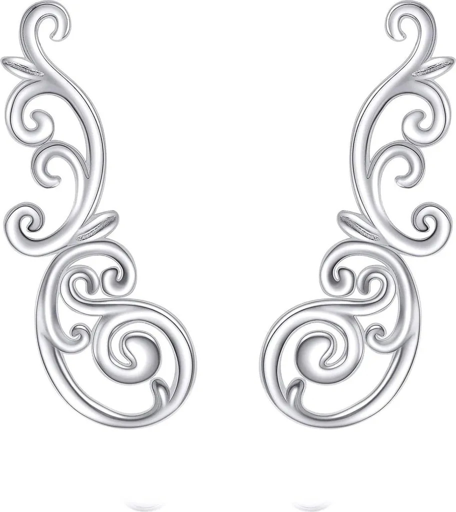 Boucles d'oreilles filigranes en argent sterling 925 motif feuilles