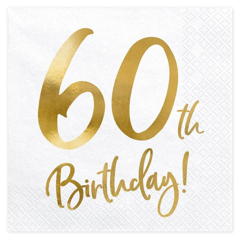 Servilletas para el 60º cumpleaños, color blanco, 33x33 cm Imagen del producto 
