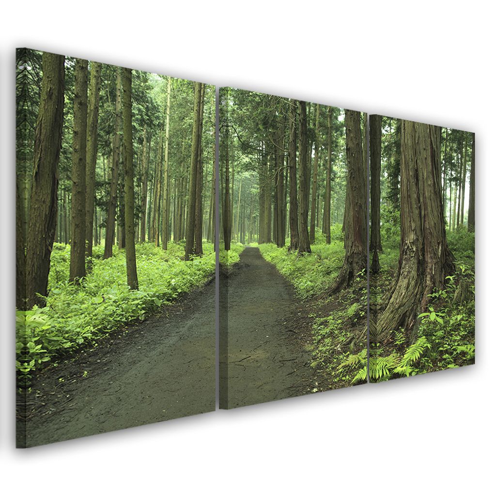 Triptychon auf leinwand grüne landschaften 120x80 cm Feeby grün wandbild bereit zum aufhängen
