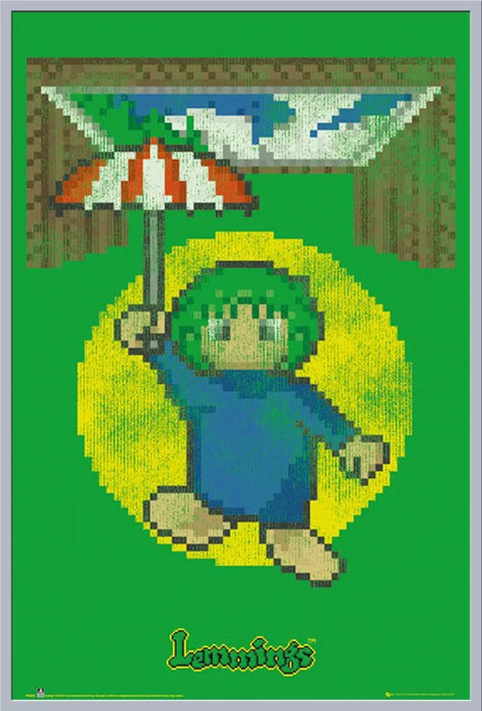 Cadre avec poster Lemmings Trap Door argenté Shinsuke pour déco murale