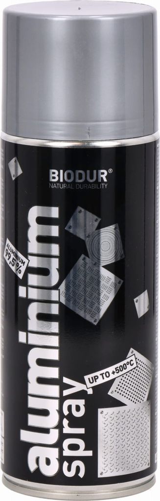 Biodur | Aluminium Spray - 400ml, Sprühlack, Aluminiumfarbe, Sprühlacke für Holz, Metall, Glas