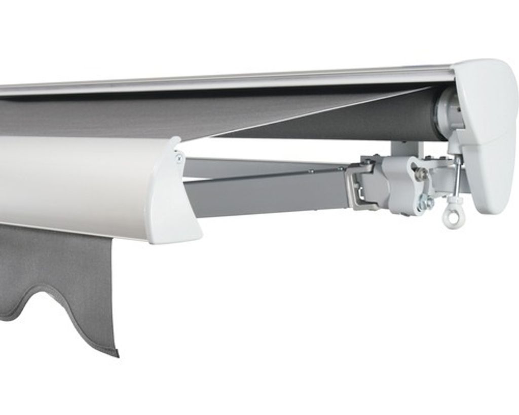 SOLUNA Halbkassettenmarkise Classic 4x2 Stoff Dessin 320925 Gestell E6EV1 silber eloxiert Antrieb rechts inkl. Kurbel