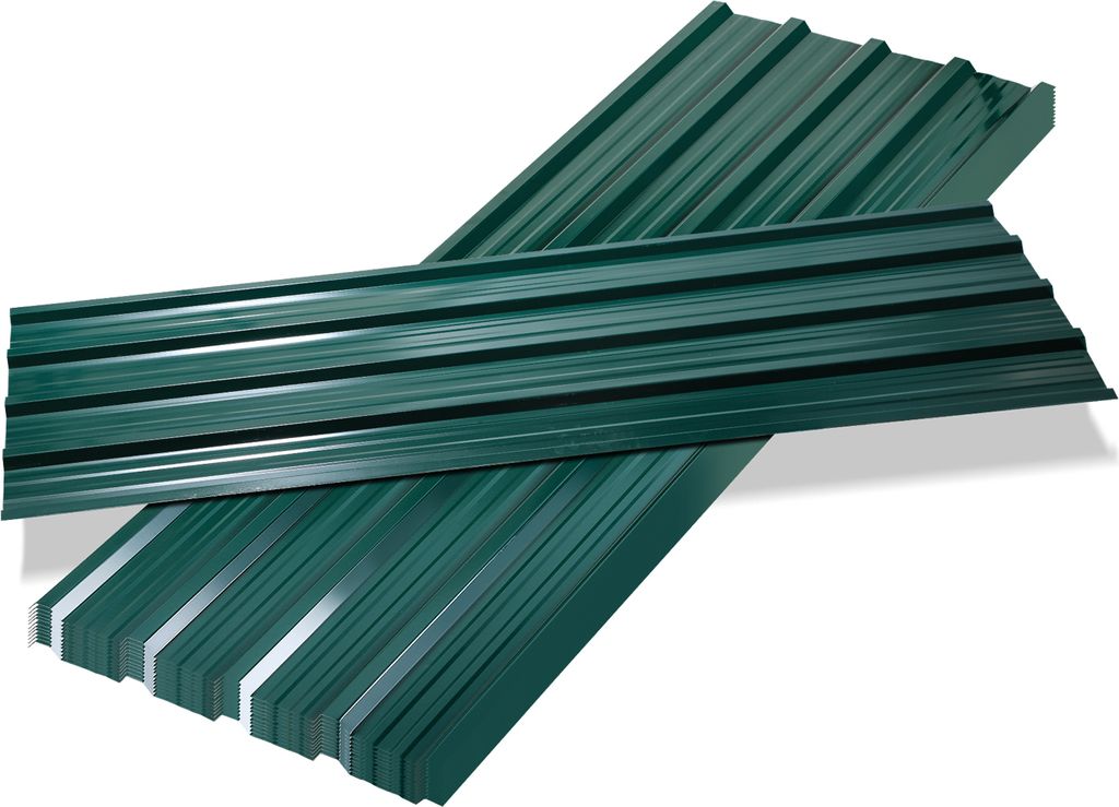Jayseuw 129x46cm Trapezblech 12er-Set Grün Dachplatten für Gerätehaus Carport, Profiblech Wandblech Dachblech (für 7m²)