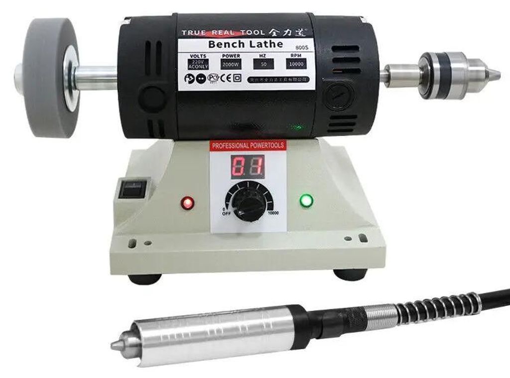 Mini Tischschleifer - Poliermaschine für Schmuck und Metall - 800 W - 10.000 U/min - 220 V AC 50 Hz - 16×12,5×14,5 cm - 3,5 kg - Braun