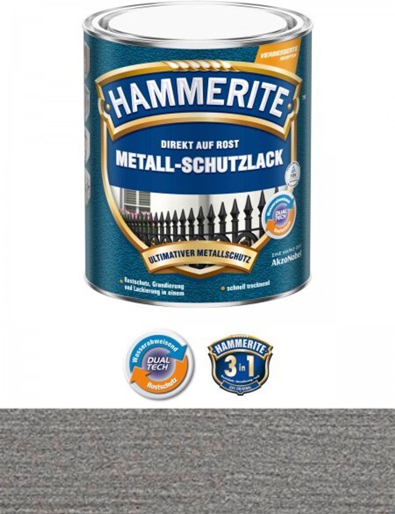 Hammerite Metall-Schutzlack Struktur-Effekt, Fertig gemischt, Zaun, Pforte, Eisenhaltiges Metall, Nicht-eisenhaltiges Metall, Matte Oberfläche, Gr...