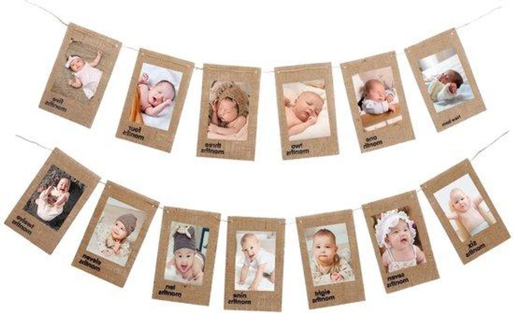 Babyverjaardagsmijlpaal in rustieke stijl - Vlaggenslinger für Baby-Shower- Dekoration