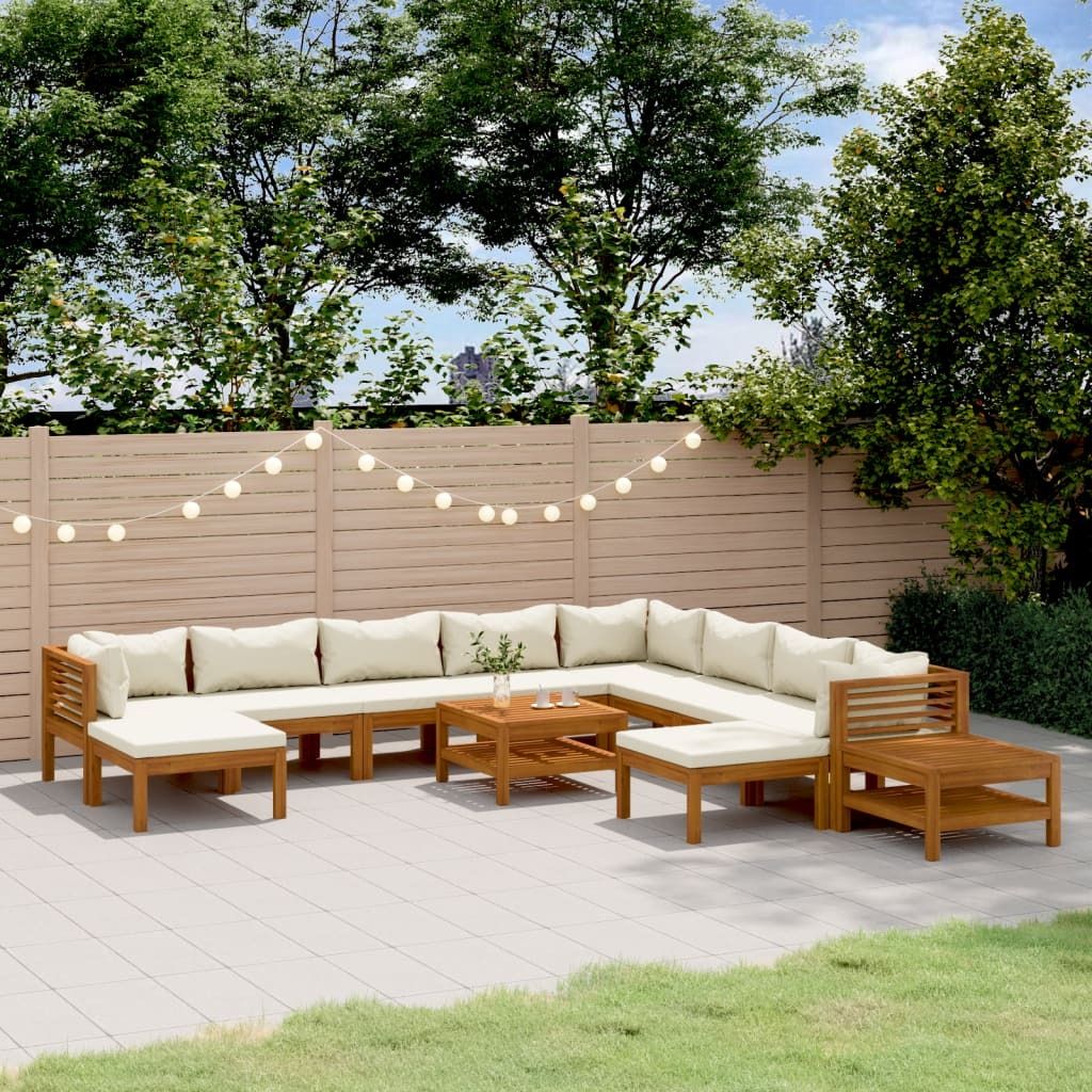 Best Möbel 12-tlg. Garten-Lounge-Set mit Creme Kissen Produktbild 