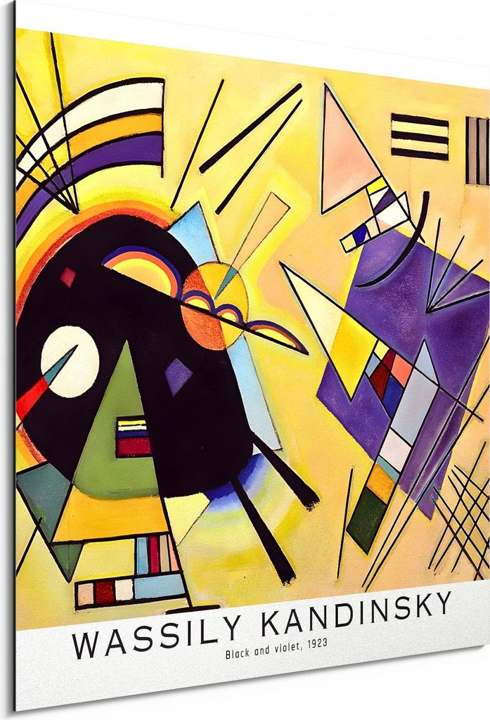 DEQORI Alu-Dibond Bild Weiß 50x50 cm 'Schwarz und Violett' Wandbild Metall dünn Design