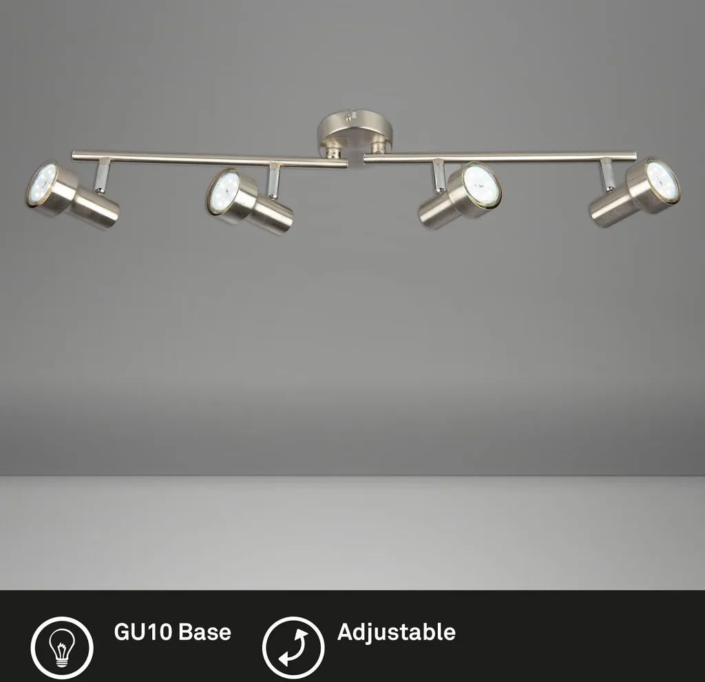 Lampada Soffitto Briloner 4 Faretti LED 12W GU10 | Nichel Satinato
